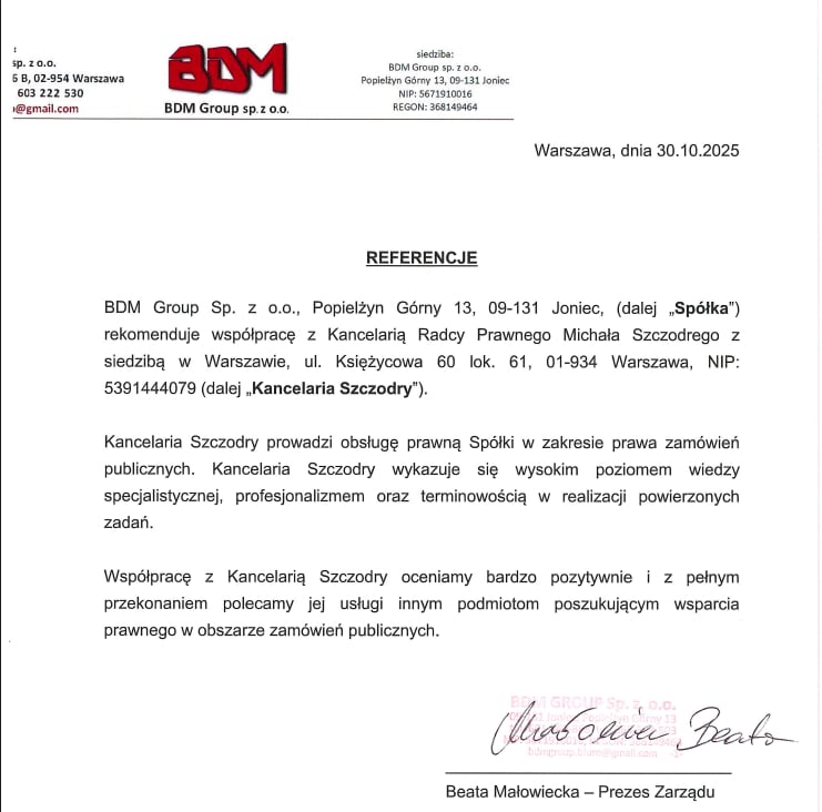referencje BDM Group Sp. z o.o.