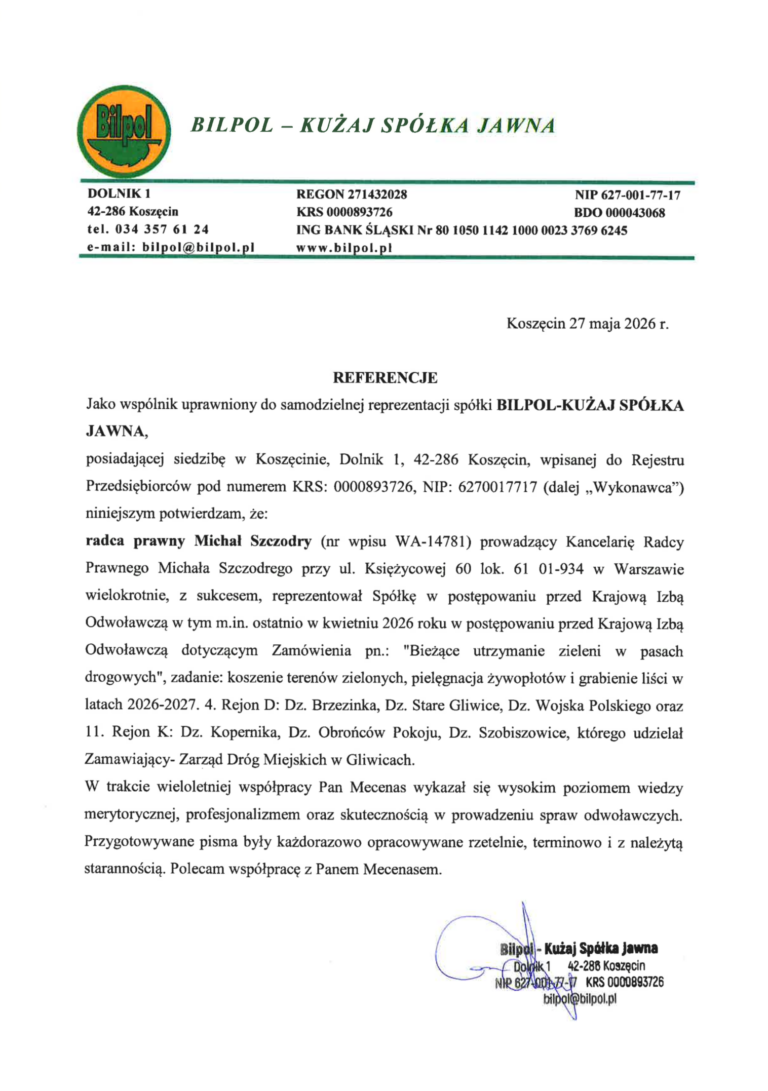 BILPOL-KUŻAJ SPÓŁKA JAWNA, referencje